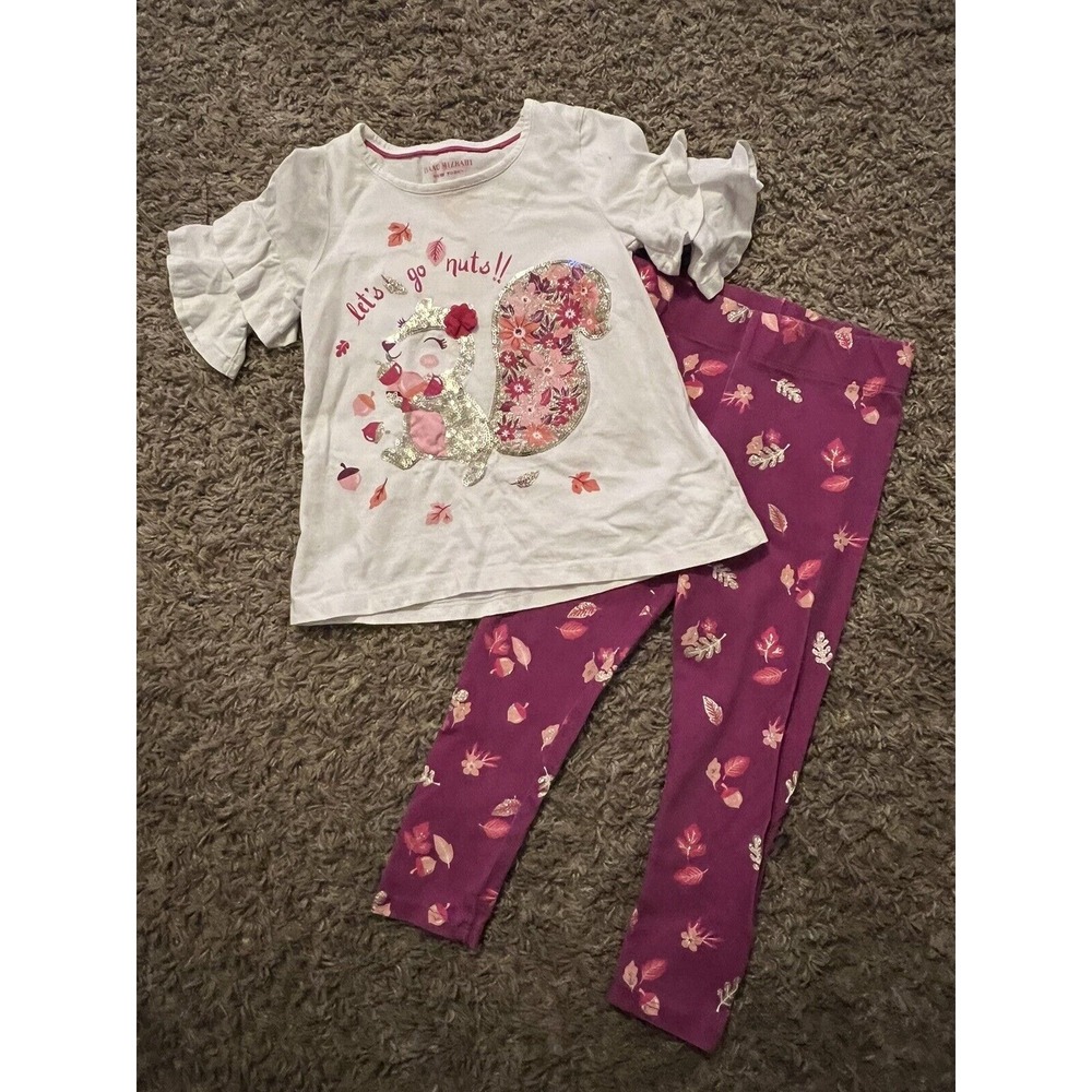 Isaac Mizrahi Little Girls 2 Pc Outfit Size XS 4 "Let's Go Nuts" Squirrel Design
